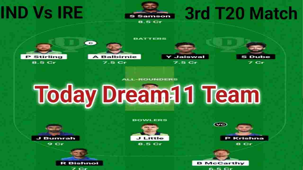 IND Vs IRE Final T20 Match Dream11 Team