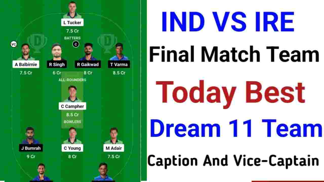 India Vs Ireland Final T20 Match Dream11 Team