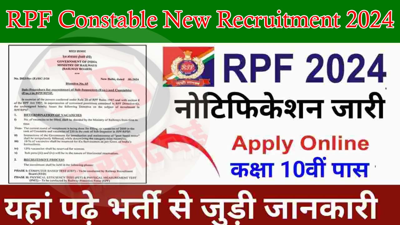 RPF Constable New Recruitment 2024 Notification PDF Download In Hindi